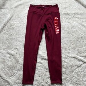 Lazypants High-Waisted Burgundy Leggings | Size M | Stretchy Activewear